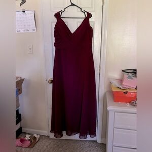 Sorella vita maroon chiffon bridesmaid dress